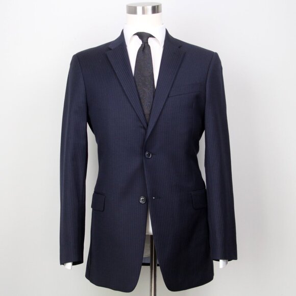 Tommy Hilfiger Mens 2-Bttn Blazer Sport Coat Jacket Navy Striped 40L E081251 - Picture 3 of 15